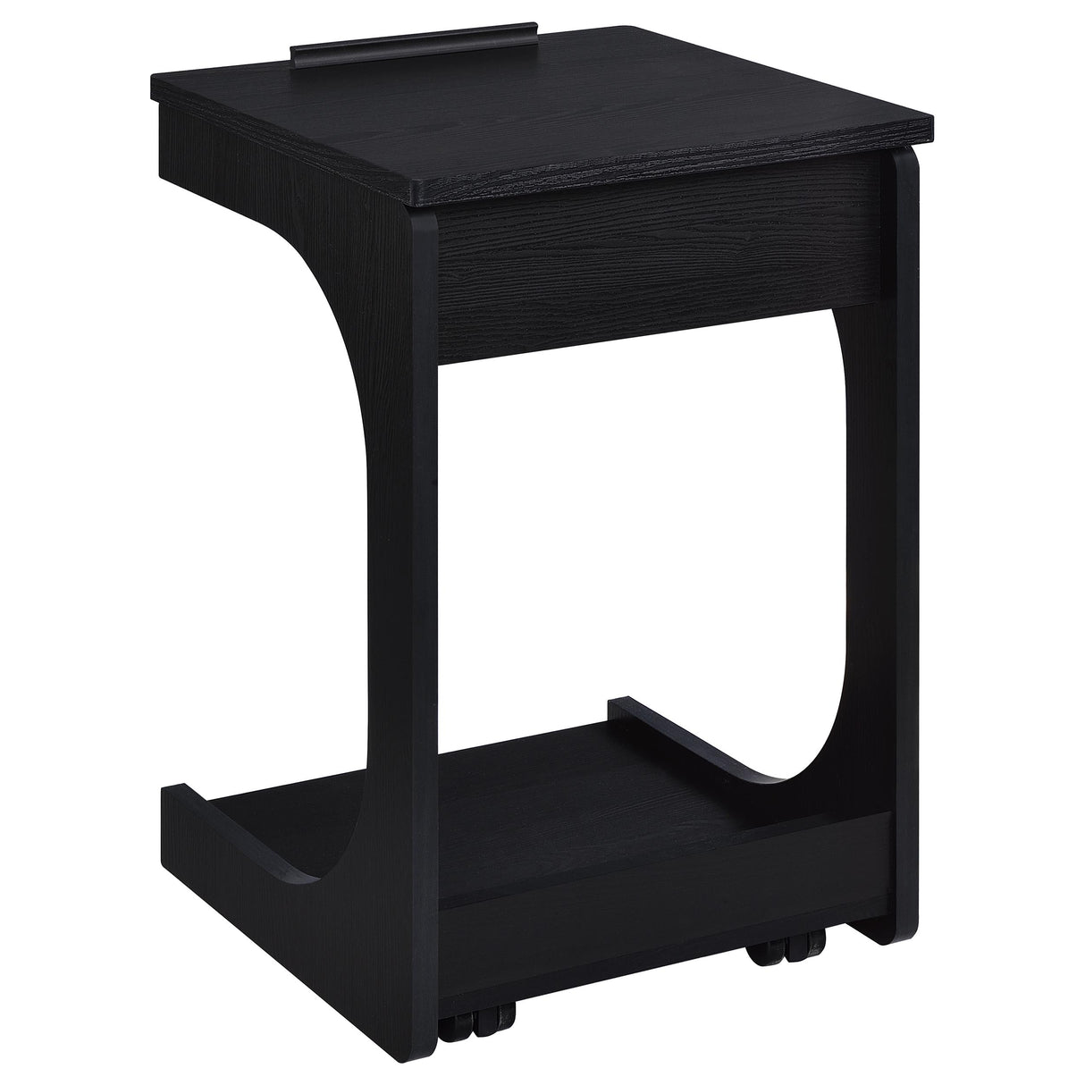 Ralston C-Shaped Lift-Top Side Table with Casters, Black