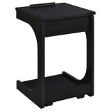 Ralston C-Shaped Lift-Top Side Table with Casters, Black