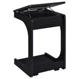 Ralston C-Shaped Lift-Top Side Table with Casters, Black
