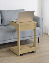 Ralston C-Shaped Lift-Top Sofa Side Table with Casters, Light Oak