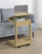 Ralston C-Shaped Lift-Top Sofa Side Table with Casters, Light Oak