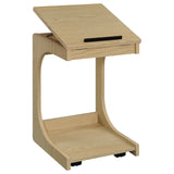 Ralston C-Shaped Lift-Top Sofa Side Table with Casters, Light Oak