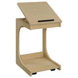 Ralston C-Shaped Lift-Top Sofa Side Table with Casters, Light Oak