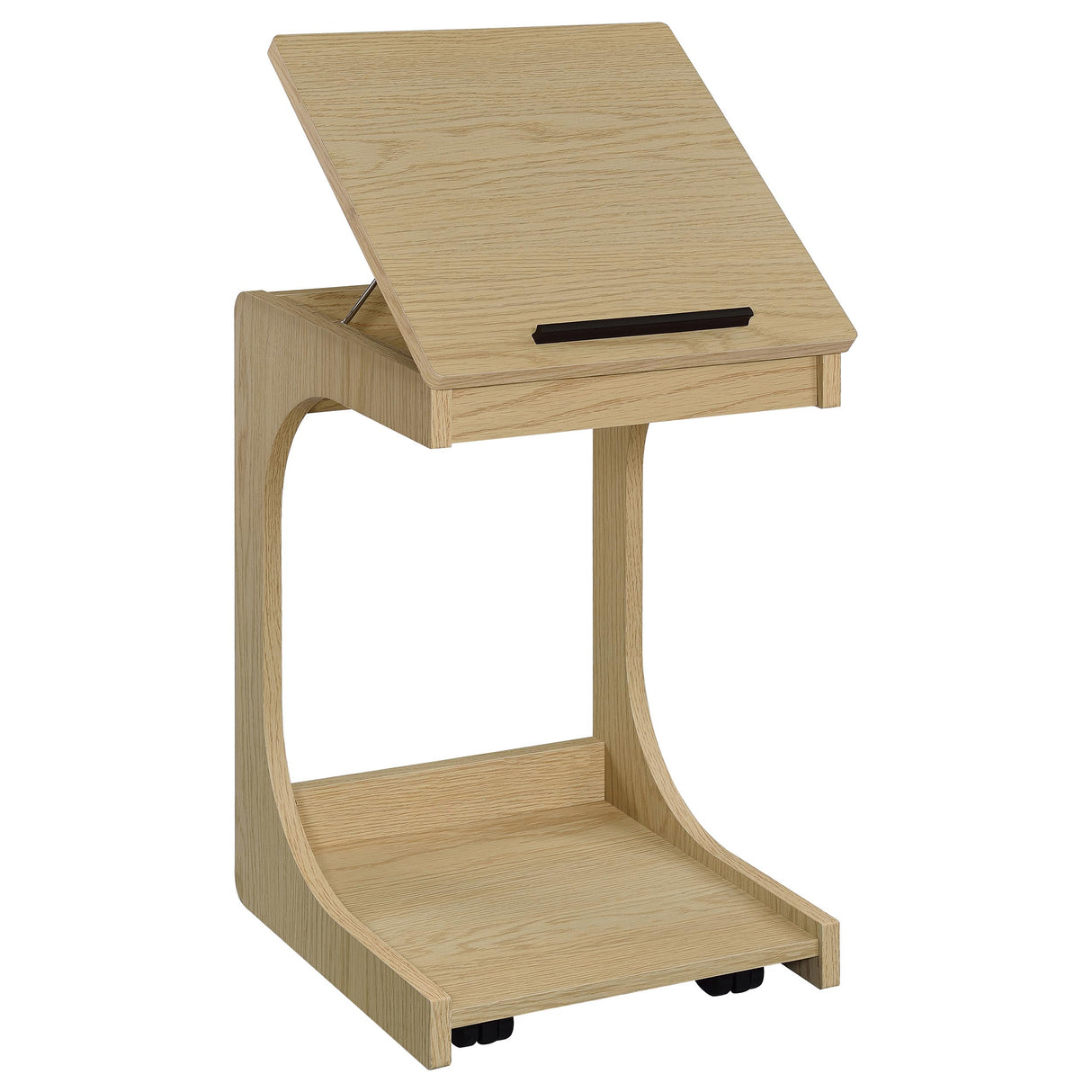 Ralston C-Shaped Lift-Top Sofa Side Table with Casters, Light Oak