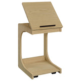 Ralston C-Shaped Lift-Top Sofa Side Table with Casters, Light Oak