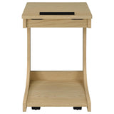 Ralston C-Shaped Lift-Top Sofa Side Table with Casters, Light Oak