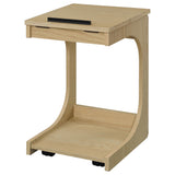 Ralston C-Shaped Lift-Top Sofa Side Table with Casters, Light Oak