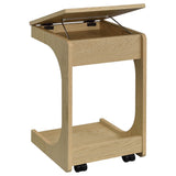 Ralston C-Shaped Lift-Top Sofa Side Table with Casters, Light Oak