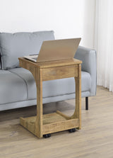 Ralston Mango C-Shaped Lift-Top Sofa Side Table with Casters