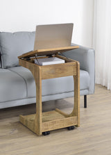 Ralston Mango C-Shaped Lift-Top Sofa Side Table with Casters