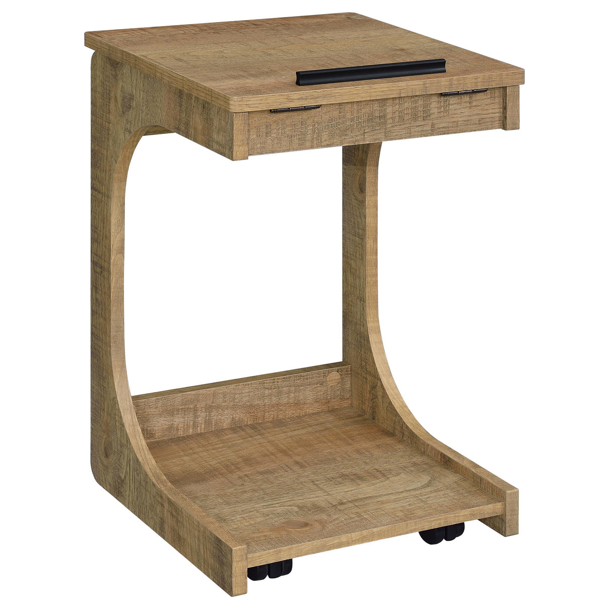 Ralston Mango C-Shaped Lift-Top Sofa Side Table with Casters