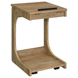 Ralston Mango C-Shaped Lift-Top Sofa Side Table with Casters
