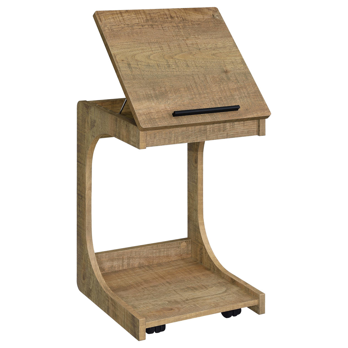 Ralston Mango C-Shaped Lift-Top Sofa Side Table with Casters
