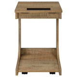 Ralston Mango C-Shaped Lift-Top Sofa Side Table with Casters