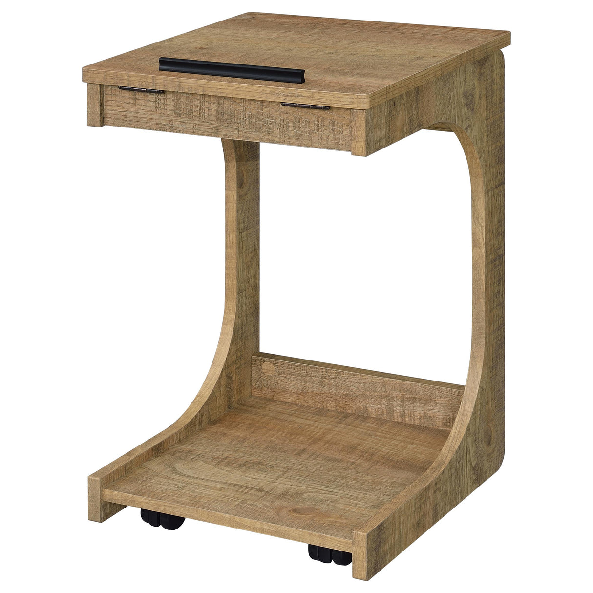 Ralston Mango C-Shaped Lift-Top Sofa Side Table with Casters