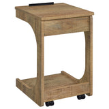 Ralston Mango C-Shaped Lift-Top Sofa Side Table with Casters