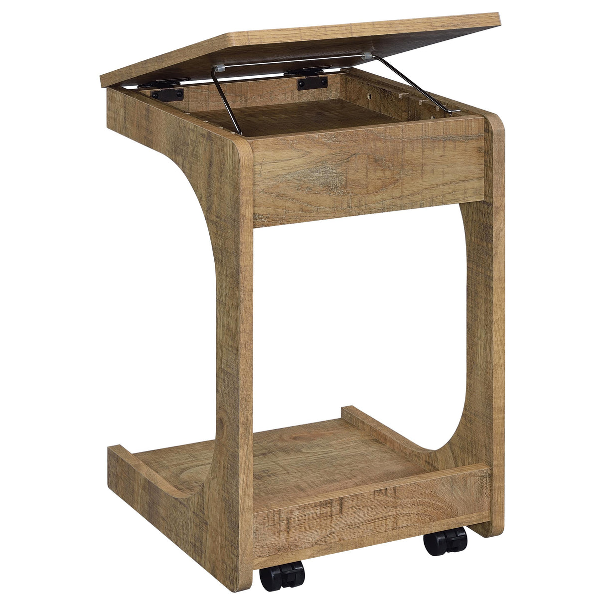 Ralston Mango C-Shaped Lift-Top Sofa Side Table with Casters