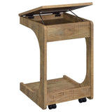 Ralston Mango C-Shaped Lift-Top Sofa Side Table with Casters