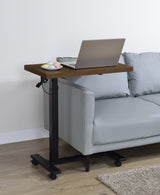 Westpark Pneumatic Adjustable C-Shape Side Table with Casters, Dark Pine