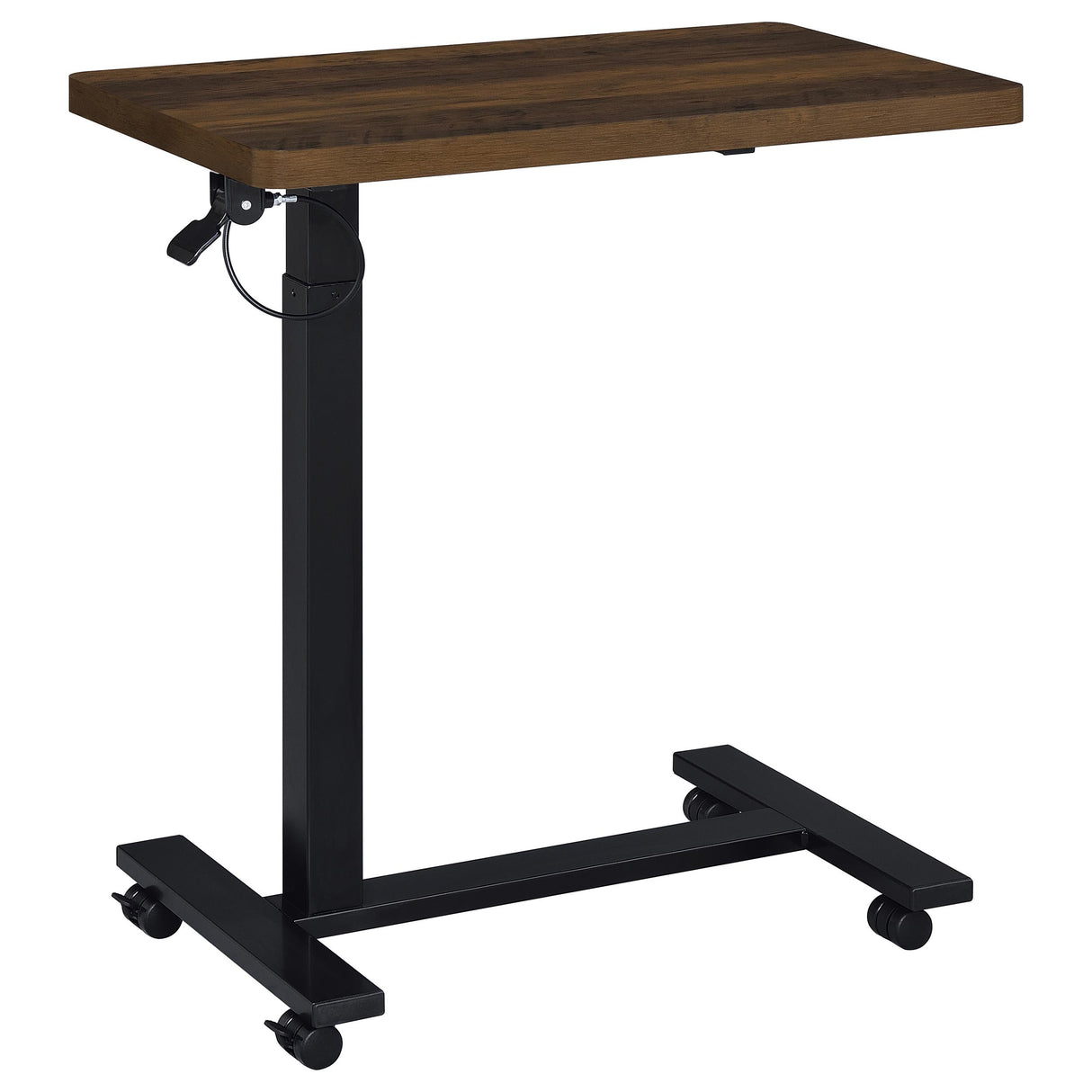 Westpark Pneumatic Adjustable C-Shape Side Table with Casters, Dark Pine