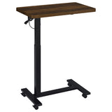 Westpark Pneumatic Adjustable C-Shape Side Table with Casters, Dark Pine