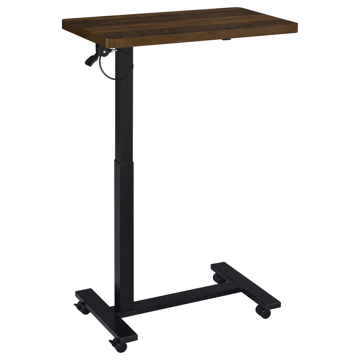 Westpark Pneumatic Adjustable C-Shape Side Table with Casters, Dark Pine