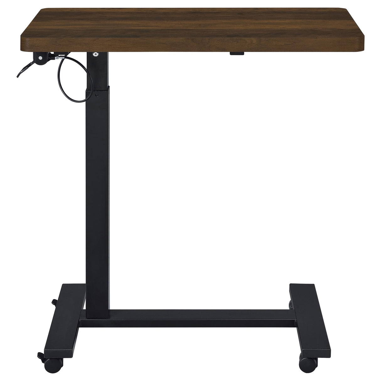 Westpark Pneumatic Adjustable C-Shape Side Table with Casters, Dark Pine