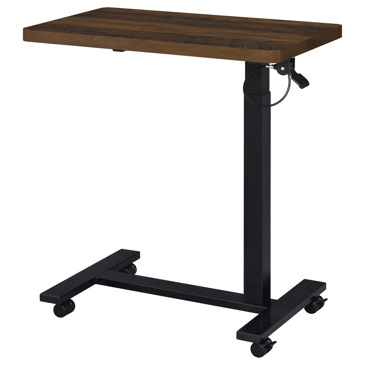 Westpark Pneumatic Adjustable C-Shape Side Table with Casters, Dark Pine