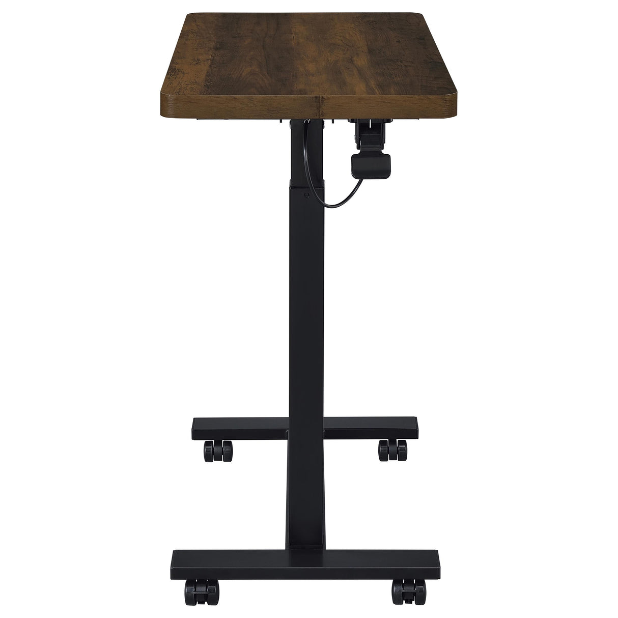Westpark Pneumatic Adjustable C-Shape Side Table with Casters, Dark Pine