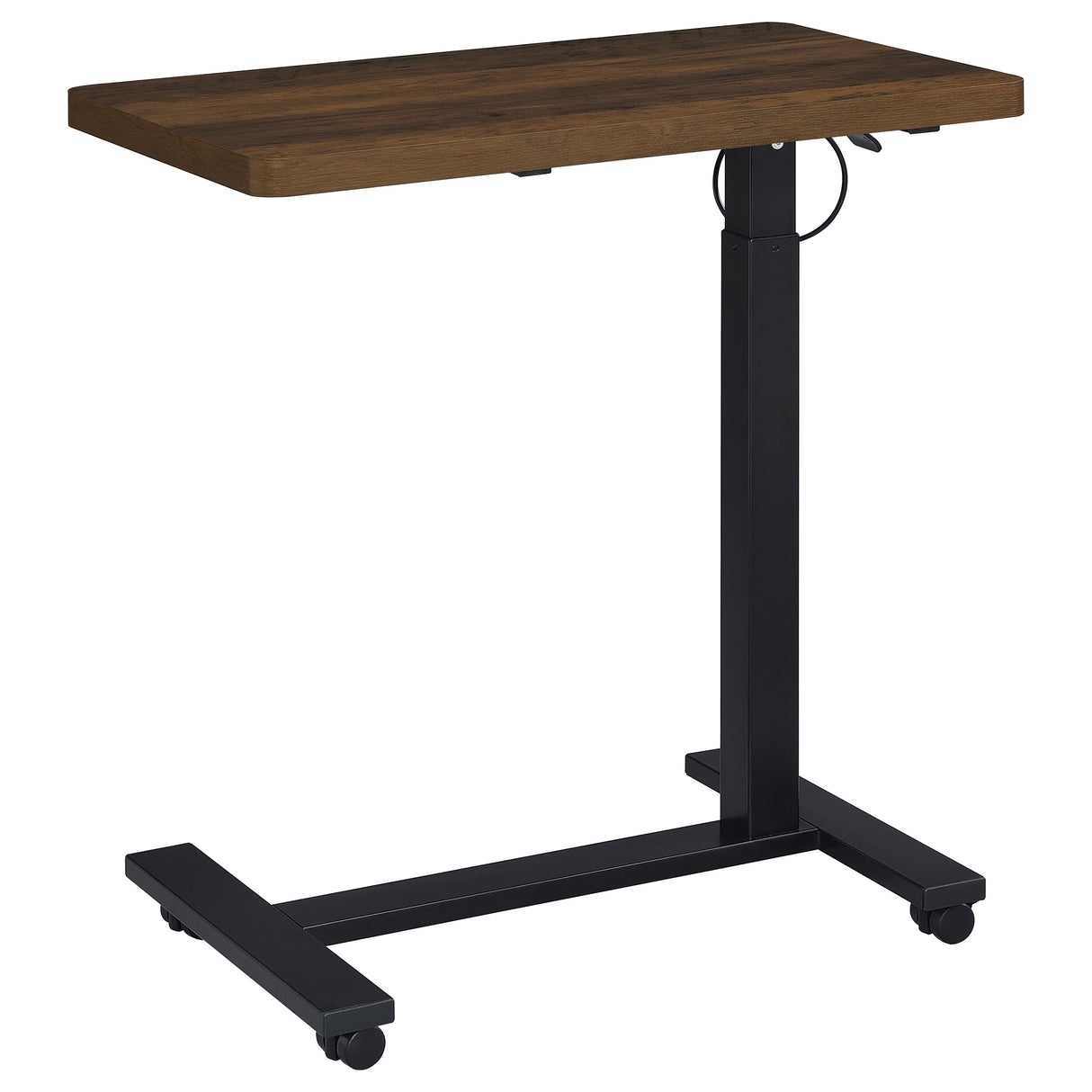Westpark Pneumatic Adjustable C-Shape Side Table with Casters, Dark Pine