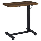 Westpark Pneumatic Adjustable C-Shape Side Table with Casters, Dark Pine