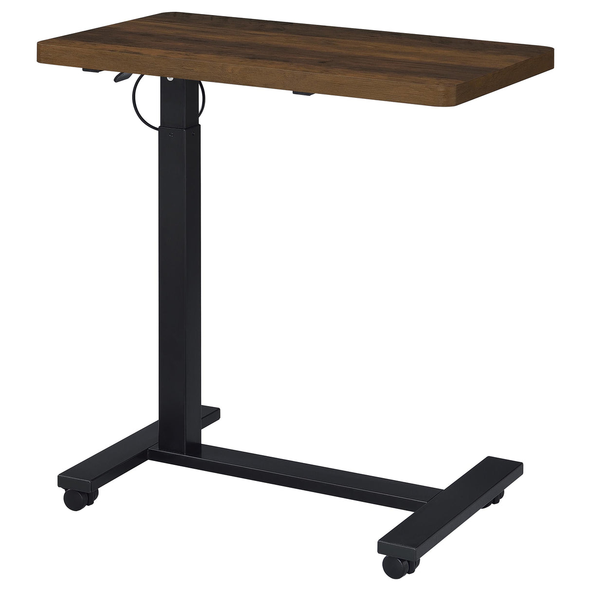 Westpark Pneumatic Adjustable C-Shape Side Table with Casters, Dark Pine