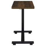 Westpark Pneumatic Adjustable C-Shape Side Table with Casters, Dark Pine