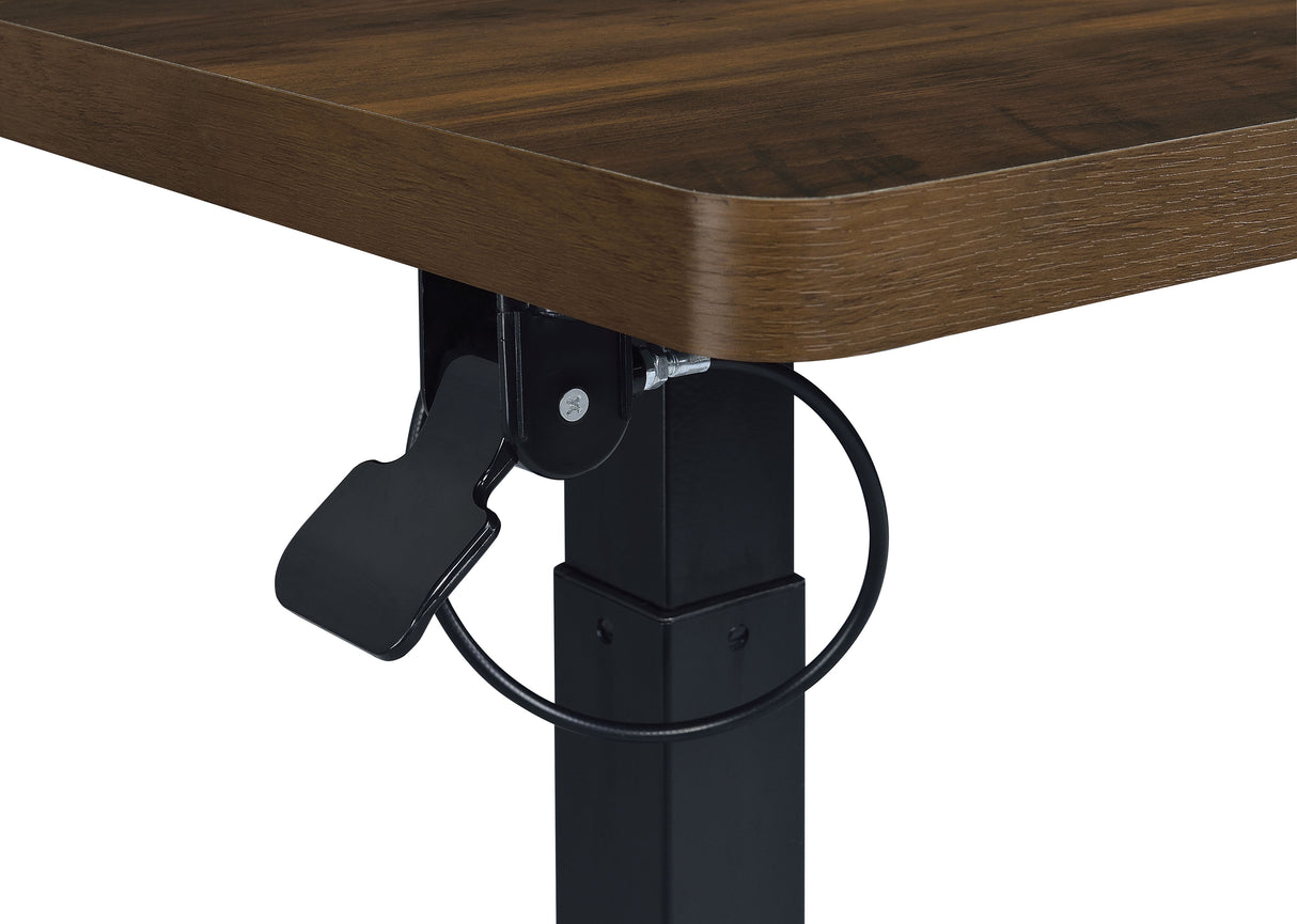 Westpark Pneumatic Adjustable C-Shape Side Table with Casters, Dark Pine