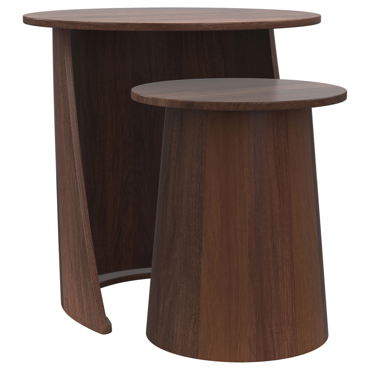 Yency 2-Piece Round Mango Wood Nesting Table Set, Dark Brown