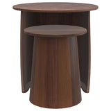 Yency 2-Piece Round Mango Wood Nesting Table Set, Dark Brown