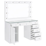 Acena 7-Drawer Vanity Set with Lighted Mirror, White High Gloss