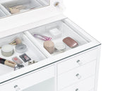 Acena 7-Drawer Vanity Set with Lighted Mirror, White High Gloss
