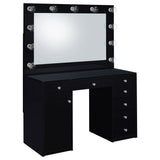 Acena 7-Drawer Vanity Set with Lighting - Black High Gloss