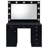Acena 7-Drawer Vanity Set with Lighting - Black High Gloss