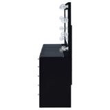 Acena 7-Drawer Vanity Set with Lighting - Black High Gloss