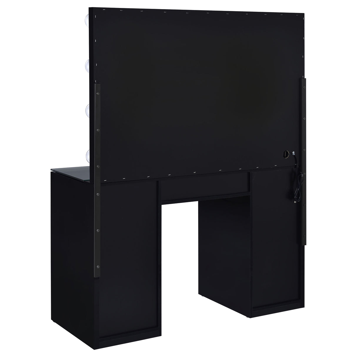 Acena 7-Drawer Vanity Set with Lighting - Black High Gloss