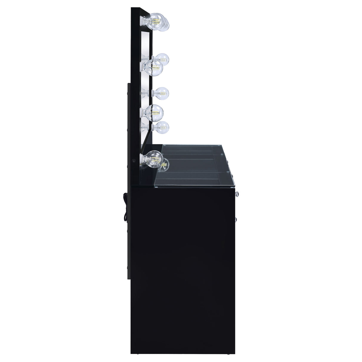 Acena 7-Drawer Vanity Set with Lighting - Black High Gloss