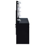 Acena 7-Drawer Vanity Set with Lighting - Black High Gloss