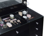 Acena 7-Drawer Vanity Set with Lighting - Black High Gloss