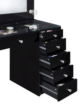Acena 7-Drawer Vanity Set with Lighting - Black High Gloss