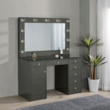 Acena 7-Drawer Vanity Set with Lighting, Grey High Gloss