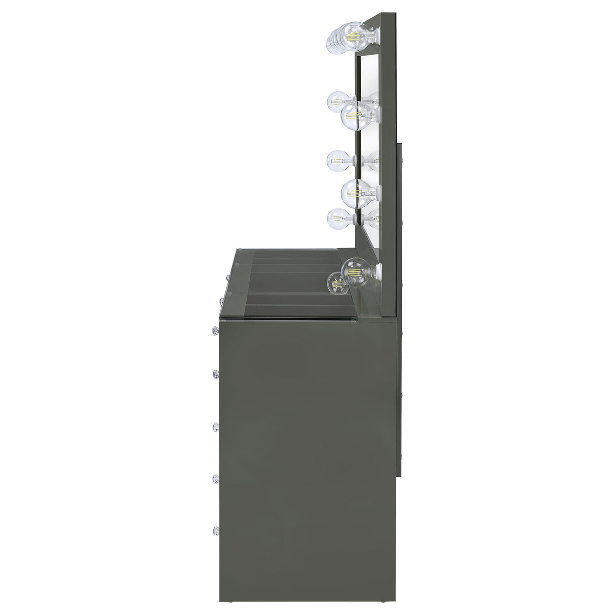 Acena 7-Drawer Vanity Set with Lighting, Grey High Gloss