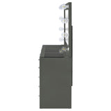 Acena 7-Drawer Vanity Set with Lighting, Grey High Gloss