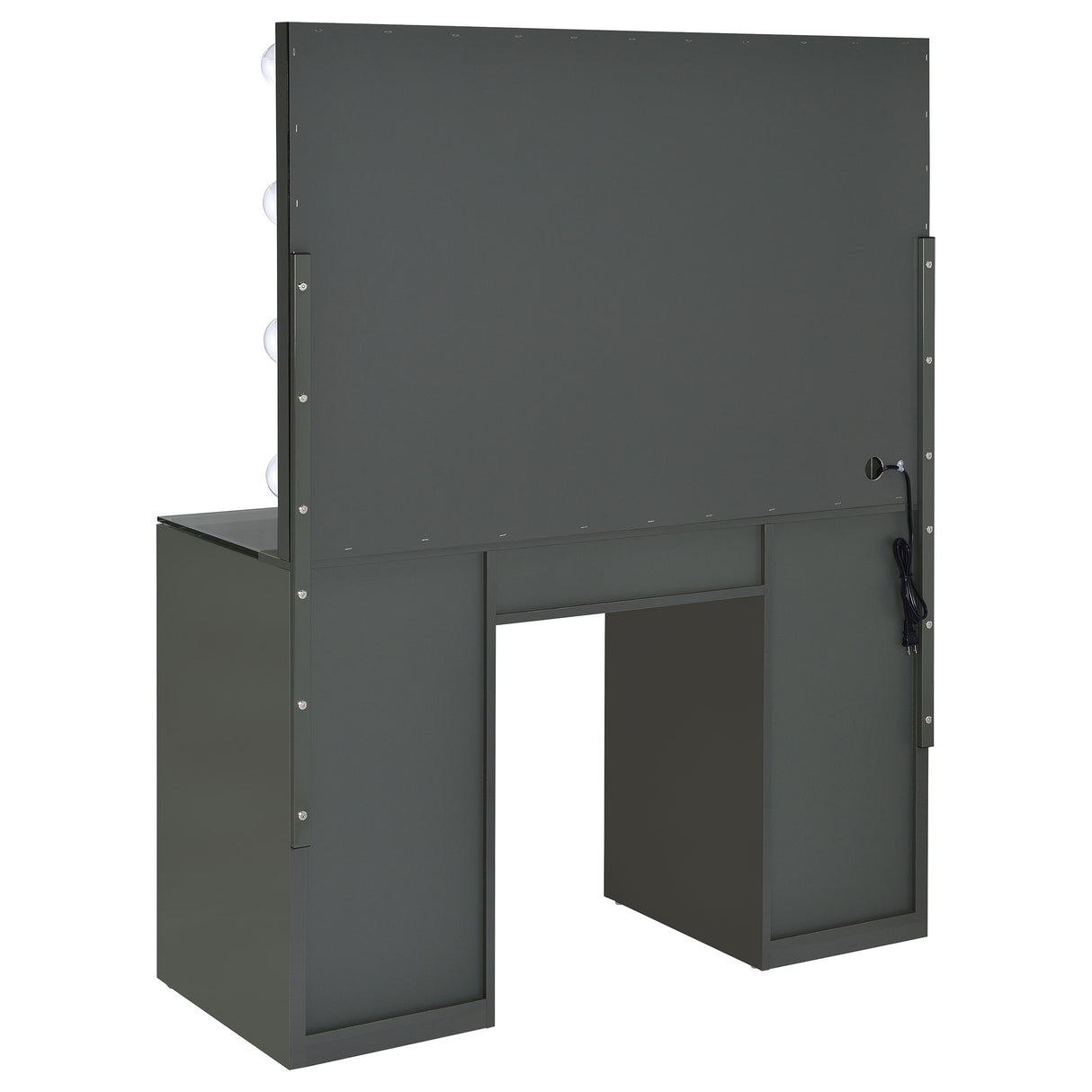 Acena 7-Drawer Vanity Set with Lighting, Grey High Gloss